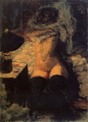 1girl ancient ass big_ass big_thighs black_hair duplicate hips naked navel old_art peak_art_gng pierre_bonnard pubic_hair solo_female thick_thighs thighhighs thighs traditional_media traditional_media_(artwork) wide_hips