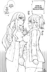 +female 2girls artist_request autopaizuri blush english english_text erection futanari gundam gundam_build_fighters gundam_build_fighters_try hoshino_fumina intersex kamiki_mirai multiple_girls paizuri penis ponytail precum sweat text tied_hair translated uncensored yoshida_inuhito