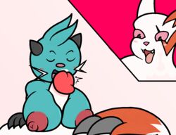 2018 anthro blush breasts claws cum dewott duo female fur licking male mr.under nintendo nipples open_mouth oral paizuri penis pokémon_(species) pokemon pokemon_(species) sex simple_background smile straight tongue tongue_out video_games white_fur zangoose