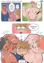 3boys all_draw all_drawparty bara bara_tiddies bara_tits between_pectorals dilfs gay gay_male ginger_hair older_male_and_younger_male older_man