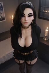 1girls 3d 3d_(artwork) ai_generated big_ass big_breasts black_hair busty cleavage goth goth_girl huge_breasts long_hair radnsad solo solo_female solo_focus tagme thick_thighs venus(oc)