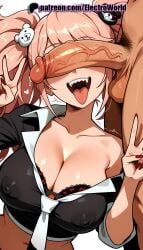 1boy 1girls 2025 ai_generated artist_name black_bra bra breasts breasts breasts bust chest cleavage clothed_female_nude_male cock danganronpa danganronpa:_trigger_happy_havoc dark_penis dick electroworld erection female fingernails foreskin hi_res high_quality high_resolution highres huge_cock junko_enoshima large_penis large_testicles long_fingernails nail_polish patreon patreon_username penis penis_awe penis_on_face precum red_nails solo_focus stable_diffusion straight testicles tongue tongue_out uncensored underwear v veins veiny_penis watermark