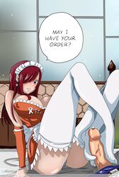 akimyich erza_scarlet fairy_tail footjob footjob_with_legwear pale_skin partial_male red_hair tagme whentai