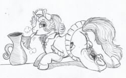 69bea anus ass balls clothed clothing crossdressing cutie_mark equine fan_character feather_duster feral horn luri maid_uniform male male_only mammal my_little_pony pencil_(artwork) penis solo traditional_media_(artwork) unicorn uniform vase