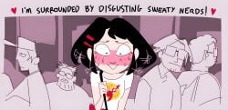 2d black_hair blush glasses horny horny_female nerd nerd_girl_(popthesnowman) nerdy_female popthesnowman smaller_female tagme taller_male