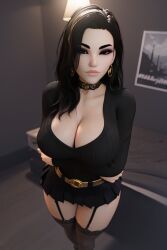 1girls 3d 3d_(artwork) ai_generated big_ass big_breasts black_hair busty cleavage goth goth_girl huge_breasts long_hair radnsad solo solo_female solo_focus tagme thick_thighs venus(oc)