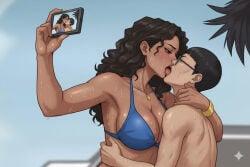 1girl1boy 1girls big_ass big_breasts big_penis black_hair bra brown_hair comic_page dark-skinned_female dark_skin female game hairy_pussy horny_female in_love kiss light-skinned_male male/female milf mommy nerd nude nude_female panties photo romantic_couple smile student student_and_teacher younger_male
