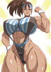 yukimaru_(gojo) 1girls biceps black_widow_(muscle_bomber) breasts capcom cleavage female flexing headband hi_res highleg huge_breasts muscle_bomber muscles muscular muscular_arms muscular_female muscular_legs ponytail saturday_night_slam_masters slam_masters solo sportswear thick_thighs thong