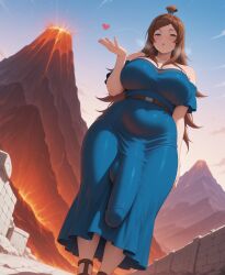 ai_art ai_generated balls ballsack below_view blowing_kiss bulge bulge_through_clothing bulge_under_clothes busty civitai cock curvy curvy_figure dickgirl dickgirl_focus dress floating_heart from_below full_body fully_clothed futa_focus futanari hair_bun heart heart_symbol hi_res high_quality high_resolution highres huge_cock huge_penis long_bulge low-angle_view mei_terumi naruto naruto_(series) naruto_shippuden patreon penis penis_bulge penis_under_clothes penis_under_dress self_upload stable_diffusion standing uncensored upscaled viewed_from_below voluptuous voluptuous_futa yuckle
