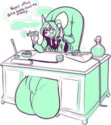 anthro beverage bulge cigar clothed clothing desk english_text eyewear gang_xi_siyu glass glasses hyper hyper_bulge jintonic male male_only mammal mouse open_mouth rodent smoke solo text