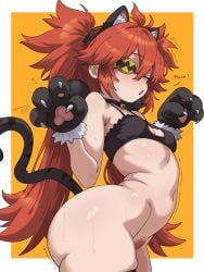 1girls 2026 argonchann artist_name artist_signature ass big_butt big_penis blush blush_lines blushing border bottom_heavy bottomless bra breasts butt butt_focus cat_ears cat_lingerie cat_paws cat_tail choker cleavage cleavage_cutout clothed clothing eyepatch female female_only half-closed_eyes handwear headwear hi_res highres human human_only koleda_belobog legwear light-skinned_female light_skin looking_at_viewer messy motion_lines no_panties orange_eyes orange_hair png pubic_hair revealing_clothes side_view skindentation small_breasts solo solo_female sweat thick_ass thick_thighs thighhighs topwear twintails white_border wide_hips wide_thighs zenless_zone_zero
