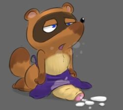 2017 animal_crossing canine cum da~blueguy male_only mammal nintendo penis solo tanuki testicles tom_nook