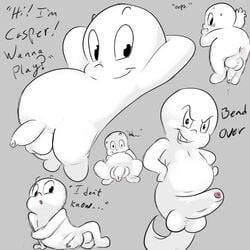 2017 ass backsack balls casper casper_the_friendly_ghost da~blueguy dreamworks harvey_comics male male_only penis precum slightly_chubby solo_focus uncut universal_studios