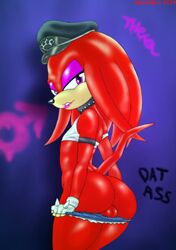 1boy ass balls collar crossdressing femboy girly knuckles_the_echidna mainnm-e male male_only solo sonic_(series) undressing