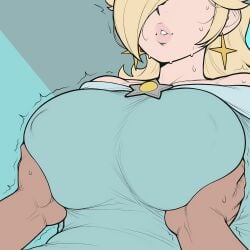 ai_generated big_breasts breasts erect_nipples_under_clothes groping princess_rosalina tagme unseen_male_face xmito
