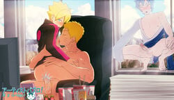 3boys age_difference anal anal_penetration anal_sex ass ass_grab barefoot being_watched blonde_hair blue_eyes blue_hair blush boruto:_naruto_next_generations bottomless closed_eyes cowgirl_position cum cum_in_ass cum_inside cumdrip cumshot dripping_cum ejaculation erection father_and_son feet functionally_nude gay hand_on_ass incest indoors jacket male male_only mitsuki_(naruto) naruto nipple_suck nipple_sucking nipples nude office older_male one_eye_closed onoro_nyo open_clothes open_jacket open_mouth orgasm pecs penis pleasure_face precum_drip revealing_clothes robe sex sitting sitting_on_penis squat squatting sucking_nipples testicles toes tongue tongue_out uzumaki_boruto uzumaki_naruto voyeur whisker_markings whiskers yaoi yellow_hair younger_male