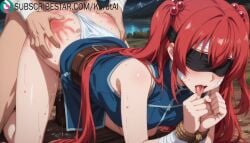 amelia_rose hyouken_no_majutsushi_ga_sekai_wo_suberu blindfold bound bdsm bondage red_hair bound_wrists rating:explicit hetero rope tongue_out tongue shibari 1boy sex bound_arms twintails ass_grab panties restrained gagged long_hair ass sex_from_behind bare_shoulders rape open_mouth underwear gag vaginal solo_focus bangs tape breasts hair_ornament clothing_aside 1girls ai_generated artist_name artist_signature hi_res high_resolution highres kurutai subscribestar subscribestar_username uncensored
