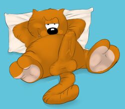 2017 balls da~blueguy feline heathcliff heathcliff_(series) looking_at_viewer male male_only mammal penis pillow solo uncut