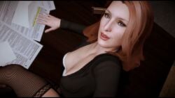 16:9 1boy 1girls 3d 3d_animation animated ass blue_eyes celebrity dana_scully desk female garter_belt gillian_anderson longer_than_30_seconds office office_clothing original_voice real_person red_hair self_upload short_video shorter_than_one_minute sleeping9to5 sound tagme unseen_male_face video virtamate x-files