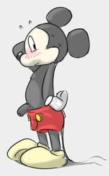 2016 blush da~blueguy disney looking_at_viewer male male_only mammal mickey_mouse mouse penis rodent solo sweat