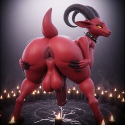 ai_generated ai 3d_model 3d realistic realistic_textures anthro anthropomorphic anthro_only goat goat_horns goat_girl goat_demon goat_ears goat_humanoid goat_legs caprine caprine_demon caprine_horn caprine_ears caprine_horns caprine_humanoid futanari futa futa_only anthro_futa furry furry_only furry_ears furry_ass furry_breasts furry_futa red_skin red_fur demon demon_girl demon_horns demonic_creature horns horn black_horns choker choker_collar spiked_collar yellow_eyes black_nails painted_nails spreading_ass spreading_anus spreading_own_ass asscheeks ass ass_focus ass_grab ass_crack perineum perinuem standing bending_over leaning_forward looking_at_viewer looking_back looking_back_at_viewer tail demon_tail hooves cloven_hooves candles candle ritual ritual_markings throbbing_penis throb throbbing_urethra throbbing_cock cum cumming ejaculation ejaculating_cum semen cum_on_floor cum_splatter big_balls massive_cock futa_cock massive_penis huge_penis huge_balls testicles ballsack