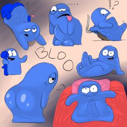 2017 balls bloo cartoon_network da~blueguy foster's_home_for_imaginary_friends heart looking_at_viewer male male_only penis sweat uncut