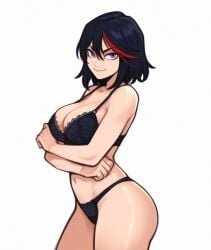 1girls alternate_breast_size arms_under_breasts artist_name ass bare_arms bare_shoulders black_bra black_hair black_panties blue_eyes bra breasts cleavage closed_mouth collarbone contrapposto cowboy_shot crossed_arms female female_only from_side hair_between_eyes kill_la_kill lace-trimmed_bra lace-trimmed_panties lace_trim large_breasts lingerie lips looking_at_viewer matoi_ryuuko medium_hair multicolored_hair navel panties red_hair shiny_skin short_hair simple_background smile smug solo standing stomach strap_gap streaked_hair thick_thighs thighs two-tone_hair underwear underwear_only v-shaped_eyebrows white_background