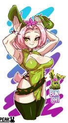 1girls armpits breasts bun_chi_(pvz) bunny_costume bunny_ears bunny_girl bunnysuit cactus cactus_girl cleavage curvy curvy_figure female green_eyes human humanized peakedcomedy pink_hair plant_girl plants_vs_zombies plants_vs_zombies_2:_it's_about_time pvz pvz_2 short_hair