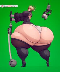 1girls android_girl ass back_view big_butt blonde_hair boku_no_hero_academia butt child_bearing_hips cosplay fat_ass fat_butt heels high_heel_boots high_heels himiko_toga hyper my_hero_academia nier:_automata panties someshittysketches thick_ass thick_thighs wide_hips yellow_eyes yorha_2b_(cosplay)