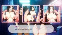 arvus_games bathroom big_ass big_breasts big_breasts big_butt big_nipples big_penis black_hair bukkake cum_in_face goth goth_girl piercing pixel_art pixelated threesome