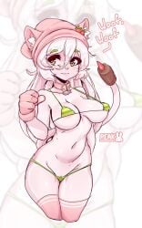 1girls anthro ass_at_beach big_ass blue_eyes body cat_ears cat_girl cat_tail catgirl cattail cattail_(pvz) clothing feline female flora_fauna focus furry glove green_hair humanoid long_hair pale_skin peakedcomedy pink_hat plant plant_humanoid plantie plants_vs_zombies pussy smiling solo swimsuit tail thighs vagina white_ass