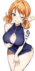 1girls bare_arms bare_legs bare_shoulders bare_thighs big_breasts blush clothed clothing color female female_focus female_only hi_res kasumi6 large_breasts light-skinned_female light_skin looking_at_viewer nami nami_(one_piece) one_piece orange_eyes orange_hair short_hair shounen_jump solo solo_female tagme thick_thighs