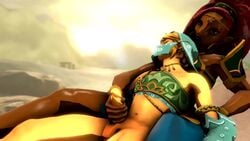 1boy 1girls 3d animated breath_of_the_wild canon_crossdressing crossdressing cyanyu dark-skinned_female dark_skin faceless_male female femboy femboy_on_female gerudo gerudo_link gif handjob hetero hyrule_warriors interracial link link_(hyrule_warriors) male male/female no_sound straight tagme the_legend_of_zelda trap urbosa video