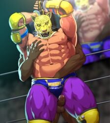 2boys armor_king bandai_namco bara crotch king king_(tekken) male_only monster_boy muscle sakuramaru123 tekken thighs tiger