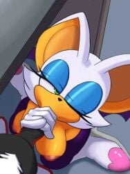 anthro bat blowjob blowjob_face clothing fellatio female green_eyes hedgehog holding_penis large_breasts makeup male mammal nipples offscreen_character one_eye_closed oral penetration penis pliica_22 pov rouge_the_bat sega sex shadow_the_hedgehog sonic_(series) sonic_the_hedgehog_(series) squatting wings