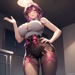 ai_generated big_breasts breasts cleavage cowboy_shot eyewear_on_head female hi_res honkai:_star_rail kafka_(honkai:_star_rail) long_hair thighs vinzyai