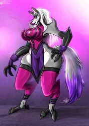 3_fingers ben_10 bluewolfartista breasts chaquetrix charmcaster ear_piercing female female_only grey_fur loboan loincloth nipple_bulge purple_eyes tagme white_fur white_hair wolf wolf_ears wolf_girl wolf_tail