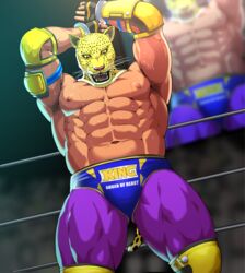 1boy armor_king bandai_namco bara king king_(tekken) male_only monster_boy muscle sakuramaru123 tekken thighs tiger