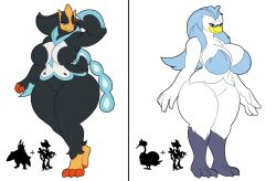 big_breasts breasts cleavage female huge_breasts lunarartstudios_(artist) no_humans pokemon pokemon_(species) quaquaval thick_thighs wide_hips