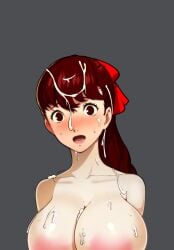 1girls 2024 2d 2d_(artwork) accurate_art_style areola areolae atlus big_breasts blush blush_lines breasts completely_nude completely_nude_female cum cum_drip cum_everywhere cum_in_breasts cum_on_body cum_on_breasts cum_on_face cum_on_hair edit edited edited_image edited_official_artwork embarrassed embarrassed_nude_female eyelashes female gigantic_breasts hair_ribbon huge_breasts karfound kasumi_yoshizawa large_breasts long_hair looking_at_viewer massive_breasts mouth nervous nervous_expression nervous_face nervous_female nervous_sweat nude nude_female nude_female_nude_female open_mouth pale-skinned_female pale_skin persona persona_5 persona_5_royal pony_tail ponytail portrait red_eyes red_hair shiny_breasts shiny_hair shiny_skin solo solo_female sumire_yoshizawa sweat sweating teeth white_skin white_skinned_female