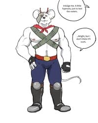 2018 anthro bandana belt biker_mice_from_mars boots clothes crate faceplate fingerless_gloves front_view fur hyenaface male male_only mammal mouse muscles nipples pants plantigrade rodent solo standing vinnie_(bmfm)