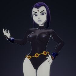 1girls 3d cartoon_network female female_only hips legs non_nude pale_skin raven_(dc) solo teen_titans toonami