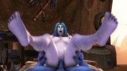 1boy 1girls 2_fingered_hands 3d 3d_animation ahe_gao alliance_(warcraft) animated animated_image barefoot bed blizzard_entertainment blue_hair blue_skin bouncing_breasts breasts cowgirl_position elf eye_markings feet female foot_focus horde kalimdor male maledom moaning night_elf night_elf_rogue noname55 nude orc_building original_character penetration pov purple_skin reverse_cowgirl_position rogue_(warcraft) sex soles straight thick_thighs toes troll vaginal_penetration warcraft white_eyes world_of_warcraft ziahna