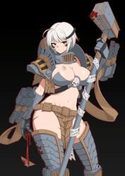 1girls aquila_(symbol) armor armored_female big_ass big_breasts blood blood_on_face blood_splatter cables calm chaos_(warhammer) cleavage cybernetics female female_only female_space_marine firearm firearms fully_clothed gauntlet gauntlets genderswap_(mtf) giant_hammer gun guns hammer hazard_stripes imperium_of_man iron_warriors perturabo pink_eyes post-human primarch redcola666 revealing_clothes rule63 rule_63 scar scared scars short_hair skimpy_armor solo solo_female symbol thick_thighs tubes warhammer_(franchise) warhammer_(weapon) warhammer_40k white_hair wide_hips wires