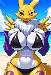 1girls 2024 abs ai_generated anthro anthrofied bandai_namco big_breasts black_bikini black_clothing bra breasts breasts_busty cleavage digimon digimon_(species) female female_focus female_only fluffy fluffy_tail fox fox_ears fox_girl fox_tail furry furry_ears furry_only furry_tail hi_res highres huge_breasts kemonogirls large_breasts neck_tuft renamon sideboob solo solo_female solo_focus thong thong_bikini two_tone_body two_tone_fur underboob voluptuous white_fur yellow_fur yellow_hair