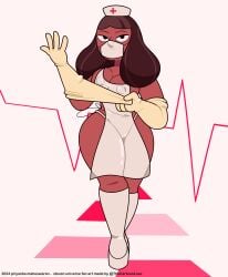 big_breasts breasts cartoon_network gloves high_heels looking_at_viewer mature_female milf nipples_visible_through_clothing nurse nurse_cap nurse_hat priyanka_maheswaran semi_nude steven_universe steven_universe_future string_panties the_cartoon_love thick_thighs