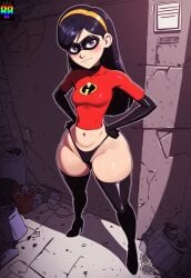 1girls ai_generated big_ass bubble_butt d-art_style female female_only jiggle repartz small_breasts solo the_incredibles thick_thighs violet_parr