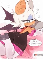 1girls ? annoyed anthro bat bat_wings book breasts chiropteran female kawooshy looking_at_viewer looking_back mobian_(species) nipples rouge_the_bat sonic_(series) sonic_the_hedgehog_(series) tagme talking_to_viewer white_hair wings