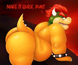 anthro ass belly big_belly big_butt bowser bowser_day claws fangs fat hi_res horn huge_butt inviting_to_sex koopa leaning male male_only mario_(series) muscular nintendo nude obese obese_anthro obese_male overweight overweight_anthro overweight_male presenting presenting_hindquarters raised_tail scalie sinood1e solo solo_focus tail teeth thick_thighs