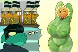 1girls breasts breasts chubby female oil oiled oiled_body oiled_skin plant plant_girl plantie plants_vs_zombies pussy pvz srrealleaf sunflower sunflower_(pvz) sweat sweatdrop sweating sweaty vagina wink